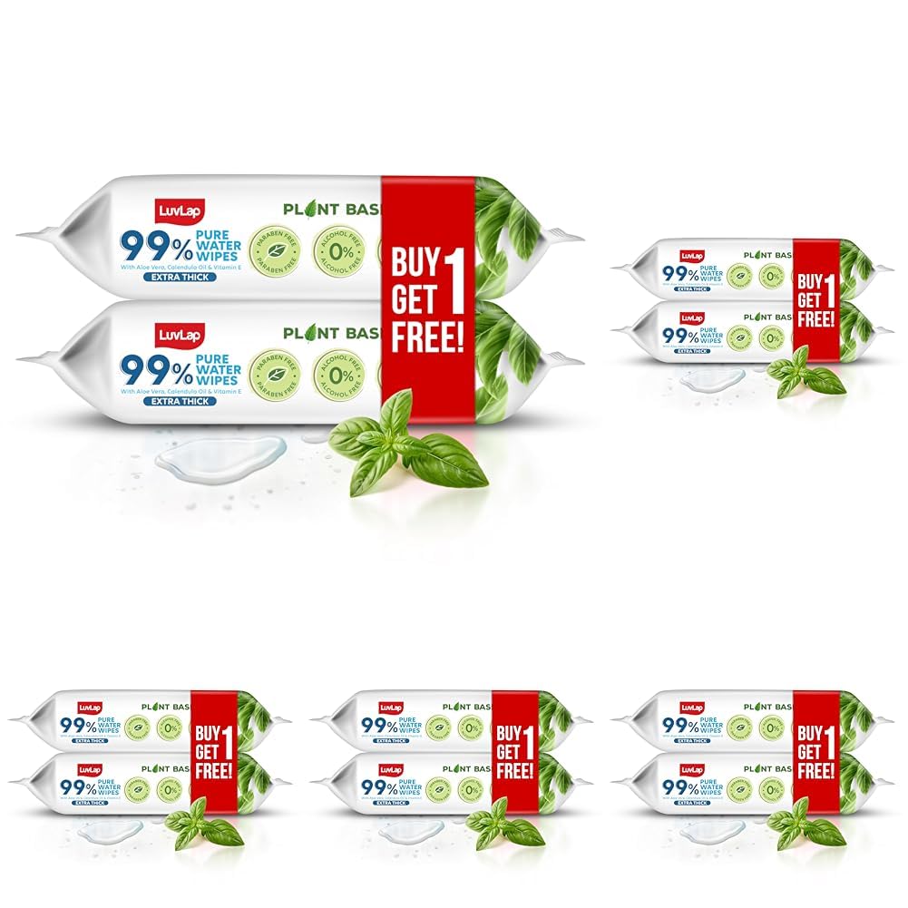 LuvLap Plant Based 99% Pure Water Extra Thick Unscented Baby Wipes (72x2), Buy1 Get1 Free, with Aloe Vera & Vitamin E, pH Balanced, Paraben Free, Ideal for Delicate Skin, Dermatologically Tested-image-6