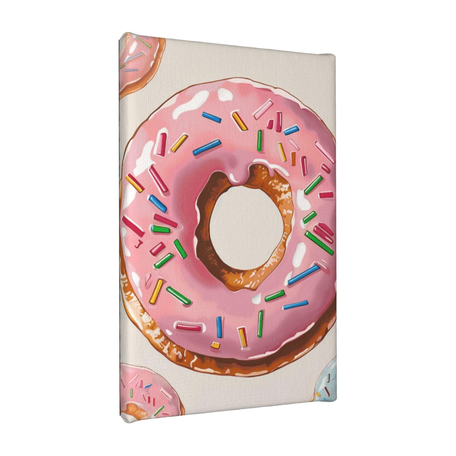YKLJG Donut Printed Wall Art Canvas Painting 20x30 CM Wooden Framed Picture Painting Artwork Prints for Bedroom Kitchen Home Office Decor