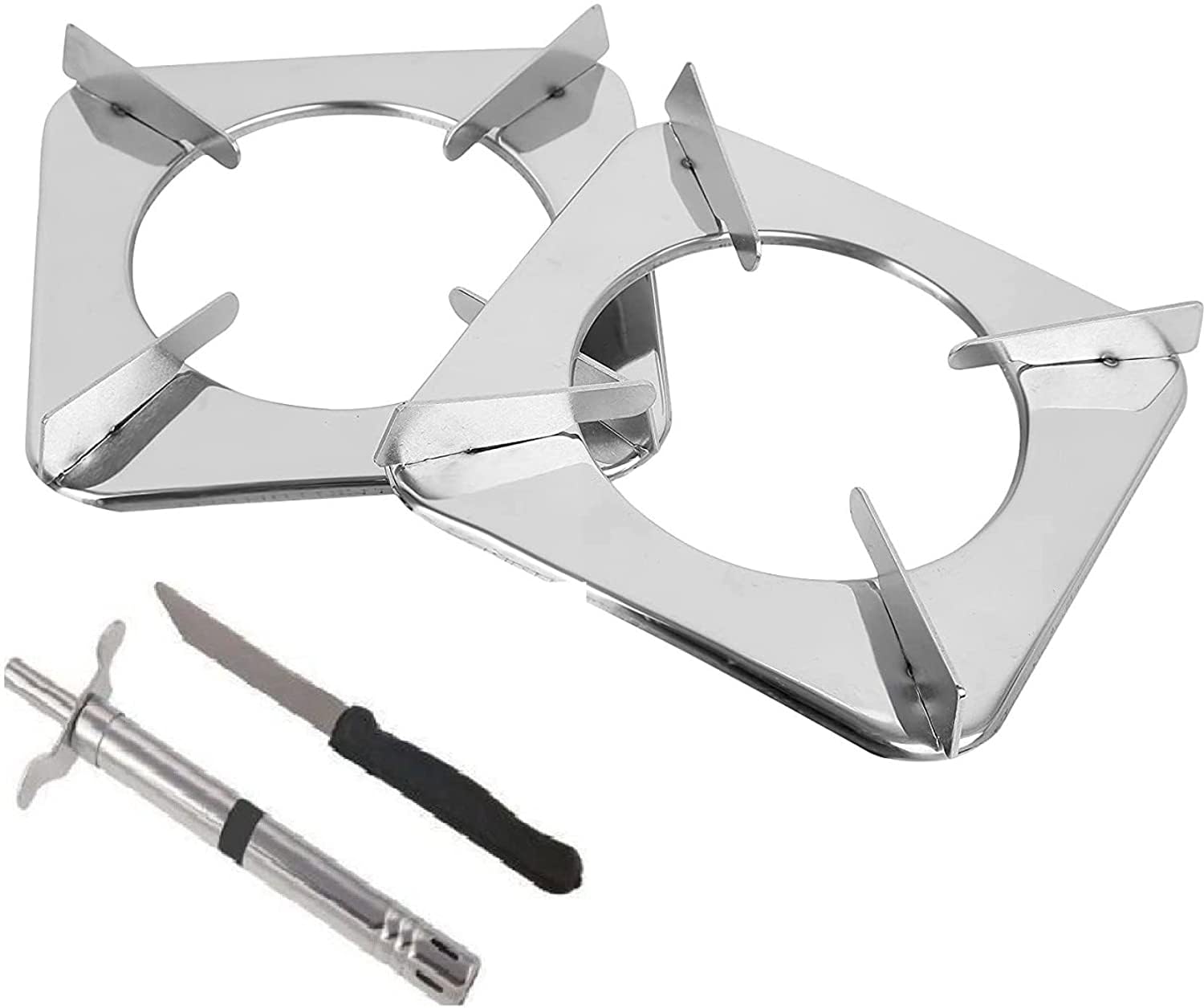 Stainless Steel, LPG Gas Stove Parts/Pan Support/LPG Stand/Stove Stand (Silver, 19x19x3 cm) -COMBO PACK