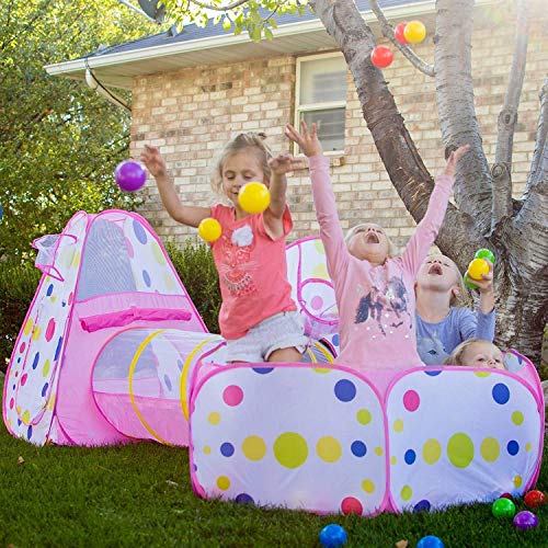 3-Piece Ball Pit For Toddlers, Crawl Tunnel, And Pop Up Tent Bundled With 50 Pit Balls #TOP2