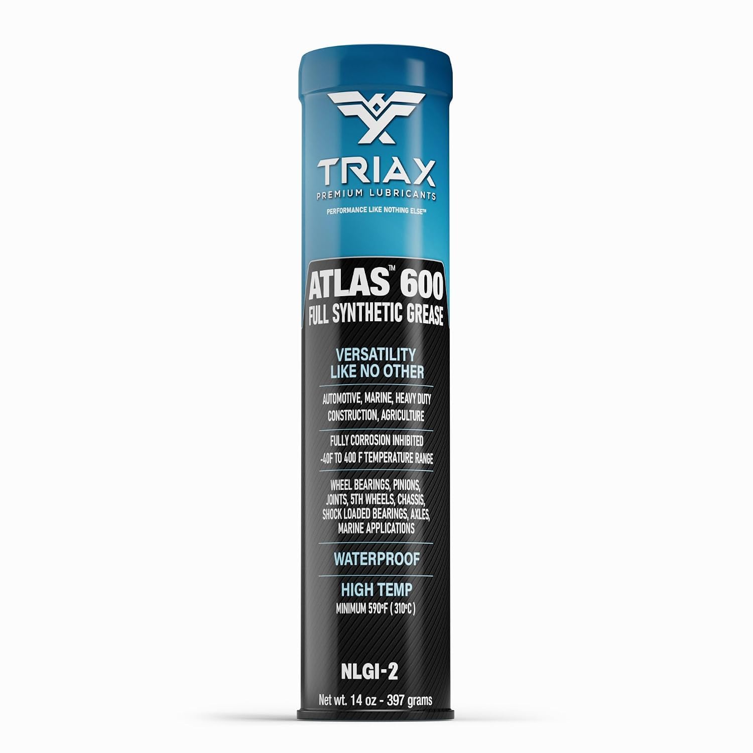 TRIAX Atlas 600 Grease, Full Synthetic, Super Duty Grease, Ultra-Heavy Duty, Marine, All Types of Bearings, Joints, Drive Drain, Waterproof, 5th Wheel, 40F Low Temp (1 Tube - 14 Oz)