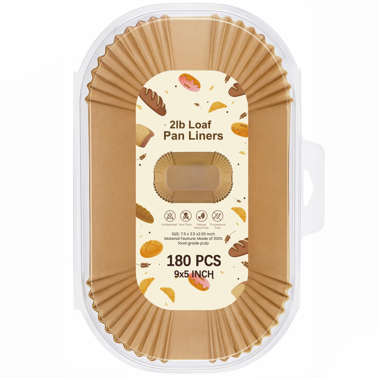 Loaf Pan Liners for Baking Bread 9x5 Inch, 180Pcs Non-Stick Bread Pan Liners, Disposable Bread Pans Parchment Paper for Baking