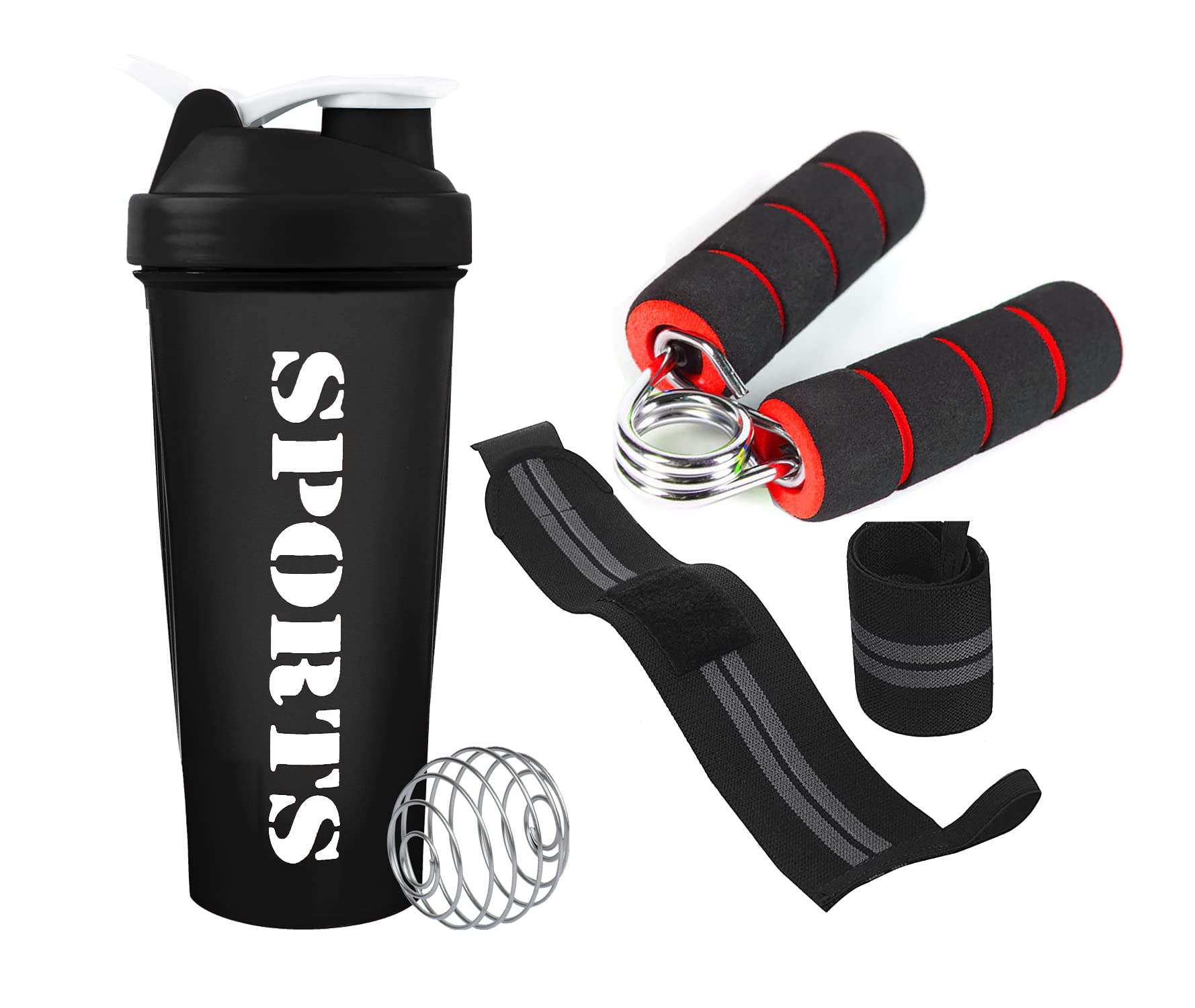 Shaker Bottle Sports Combo Gym Shaker With Gym Glove And Mini Gripper For Gym & Fitness Kit|Gym Shaker|Workout Bottle|Fitness Grip|gym workout grip|Workout Leatherette Gloves for Men&Women-picture-27