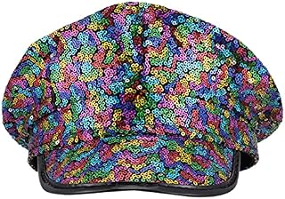 WINOMO Sequins Hat Military Sequins Steampunk Festival Captain Hat Wide Hat Performance Hat Prop Role Play Props for Halloween Costume Accessories Silver