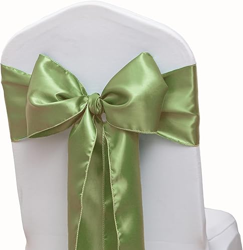 Miniatura 2 de ZSJFMF Paquete de 50 cintas universales para sillas de color verde salvia satinado de 7 x 108 pulgadas, para bodas, ceremonias, fiestas, banquetes,