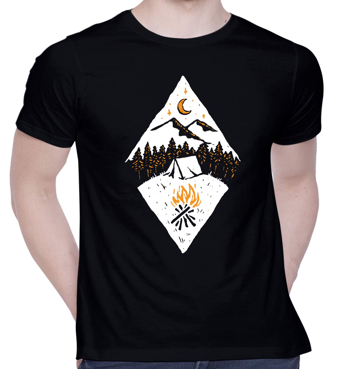 CreativiTGraphic Printed T-Shirt for Unisex Camp Hike Nature Wild Tshirt | Casual Half Sleeve Round Neck T-Shirt | 100% Cotton | D00398-18