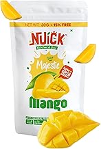 NUICK Freeze Dried Mango Chunks | 23g Pouch | 100% Natural fruit, No Preservative, No Added Sugar, Not Frozen | Nutritious and Crunchy Snacks for Kids and Adults