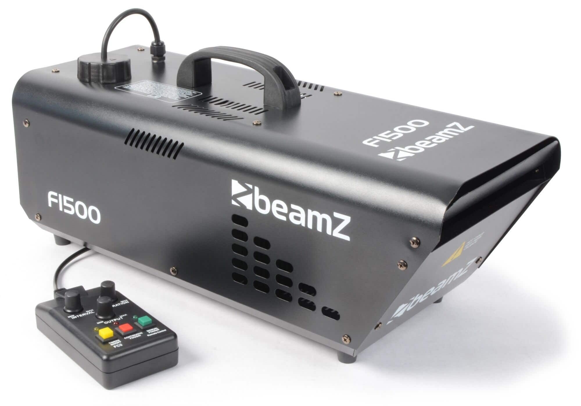 BeamZ F1500 - Hazer Nebelmaschine mit Fernbedienung 1500 Watt mit 2 Liter Nebelfluid, Dunstnebelmaschine, DMX, Timer & Intervallfunktion, Rauchmaschine für konstante Nebelerzeugung auf Bühnen