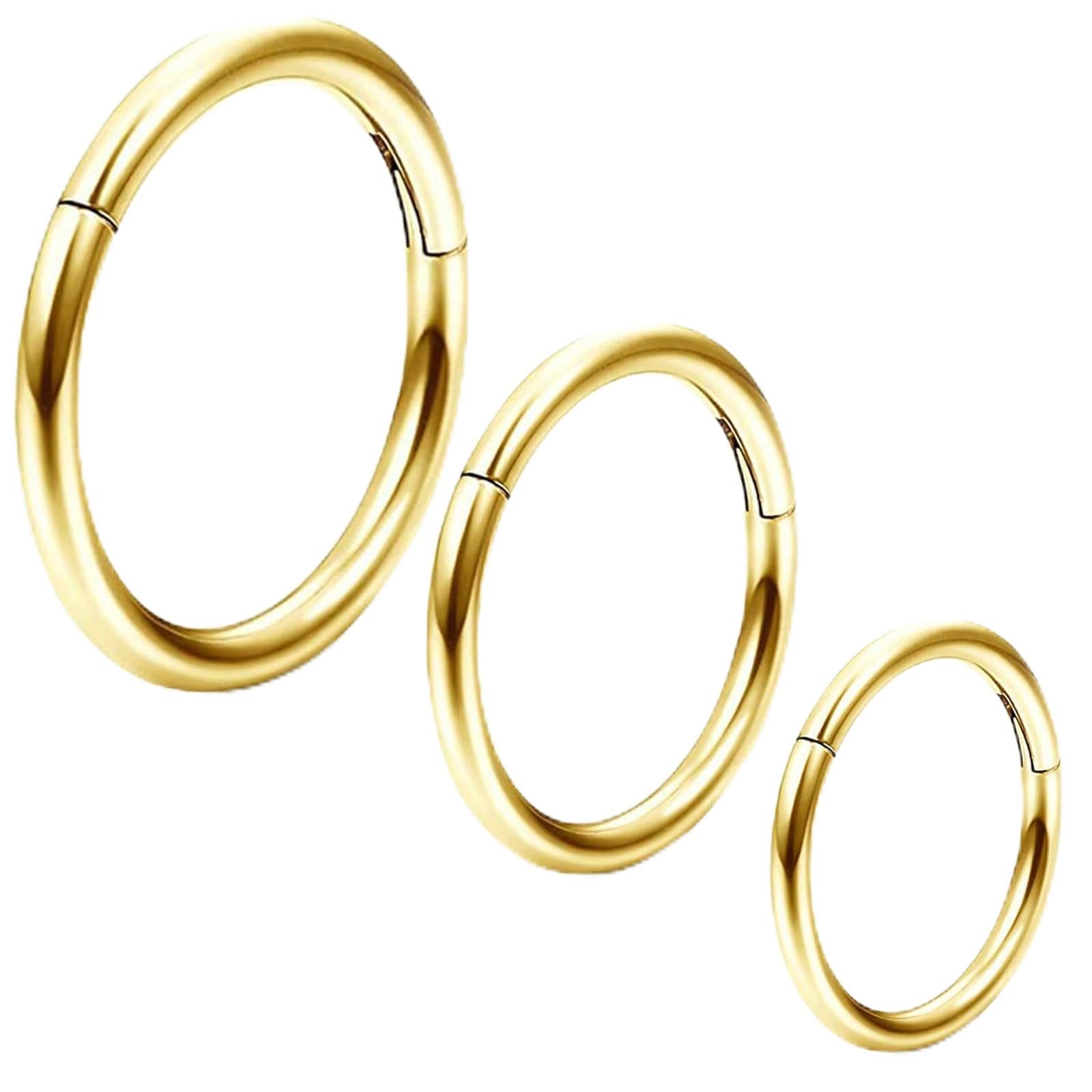 ESHIONER G23 Titanio piercing nariz aro Oro Plata Negro Septum Helix Concha Anillos de Segmento Anillos de Labio Joyería Piercing Tragus 18G 16G Espesor 6MM 8MM 10MM Nostril Piercing 3 Piezas