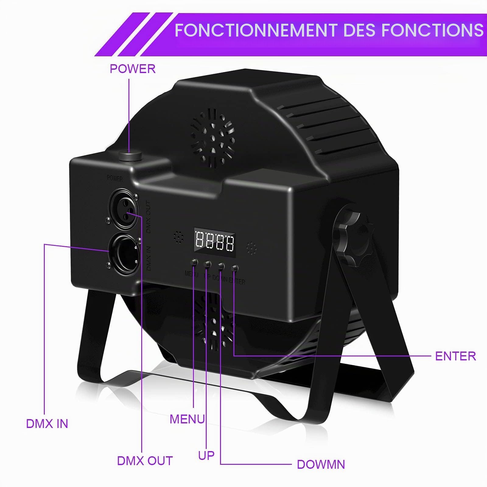 UKing 4pcs 72W Lumière Noire UV 36 LED Par avec Télécommande et Contrôle DMX, UV Lampe de Scène pour Halloween Noël Soirée Body Painting Affiches Maquillage Peinture