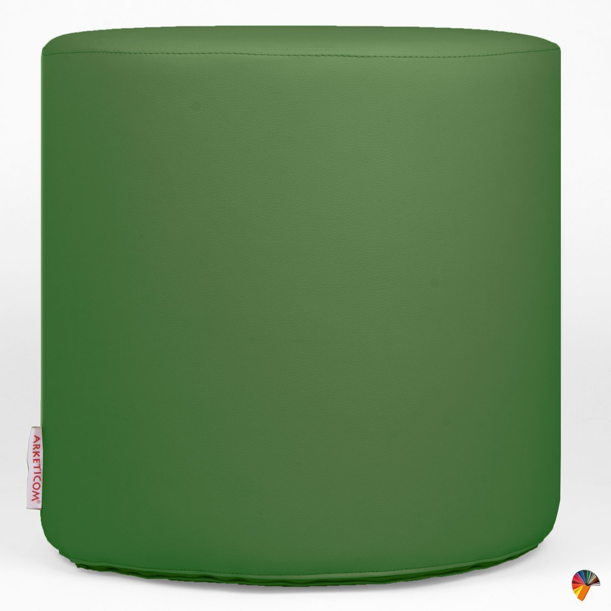 ARKETICOM CHILL Pouf Poggiapiedi Rotondo Ecopelle Sfoderabile PUFF Verde 55x42