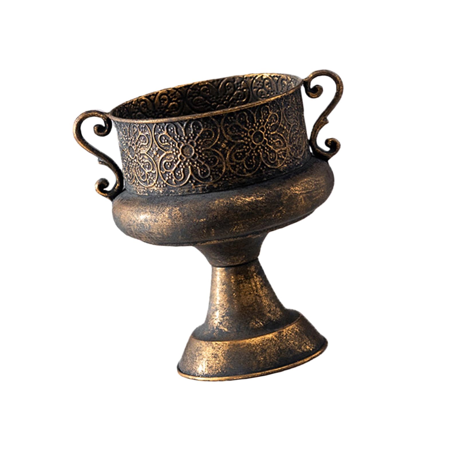 YWLUUOO Iron Flower Pots Planter Decorative Urn with Embossed Relief Detail Adding Elegances to Porch or Living Room Centerpiece Plant Urn Planter Outdoor