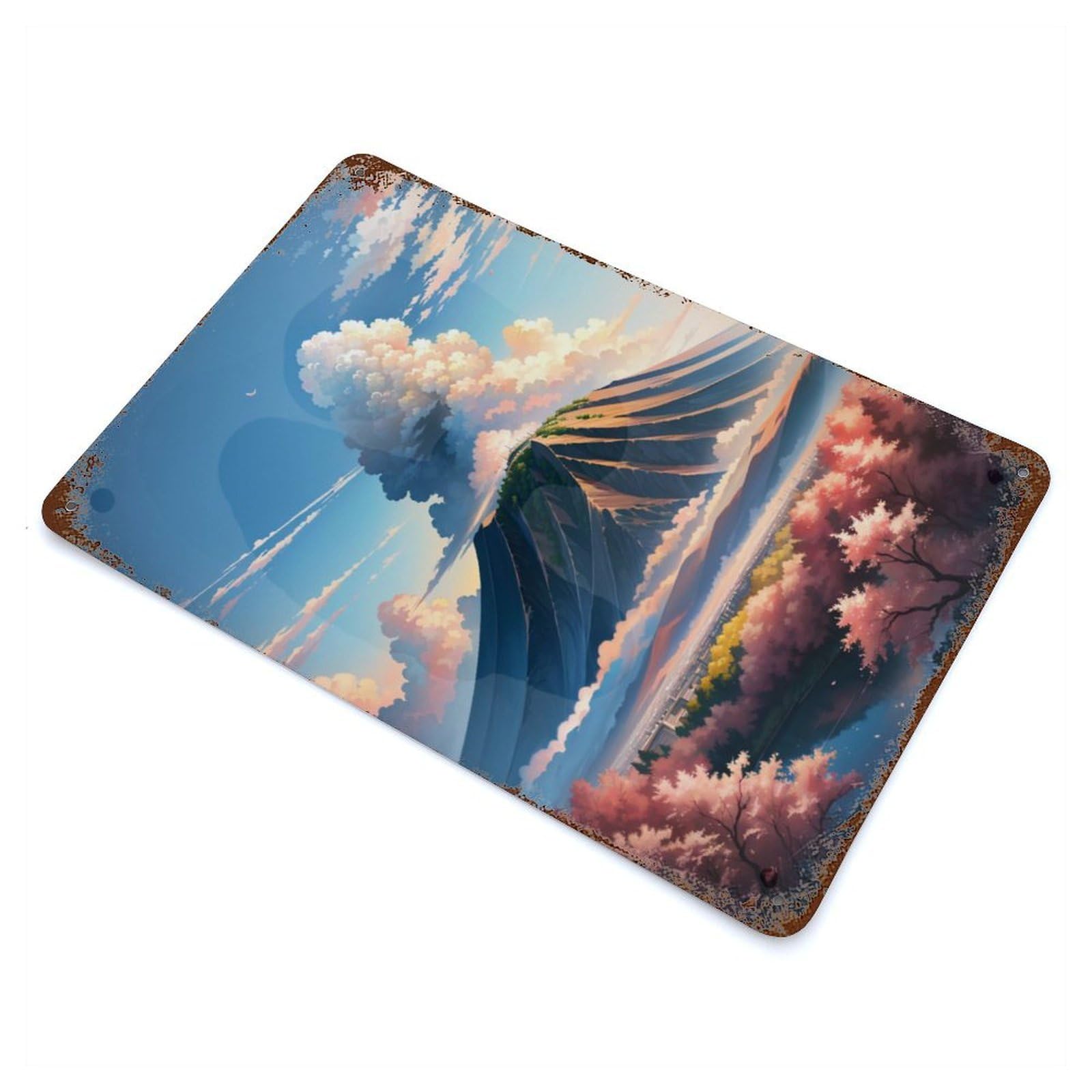 Rusty Metal Tin Sign Cherry Blossom Portrait 11.8"x7.9", Classic Wall Plaque for Cafe, Home Bar And Lounge Decor
