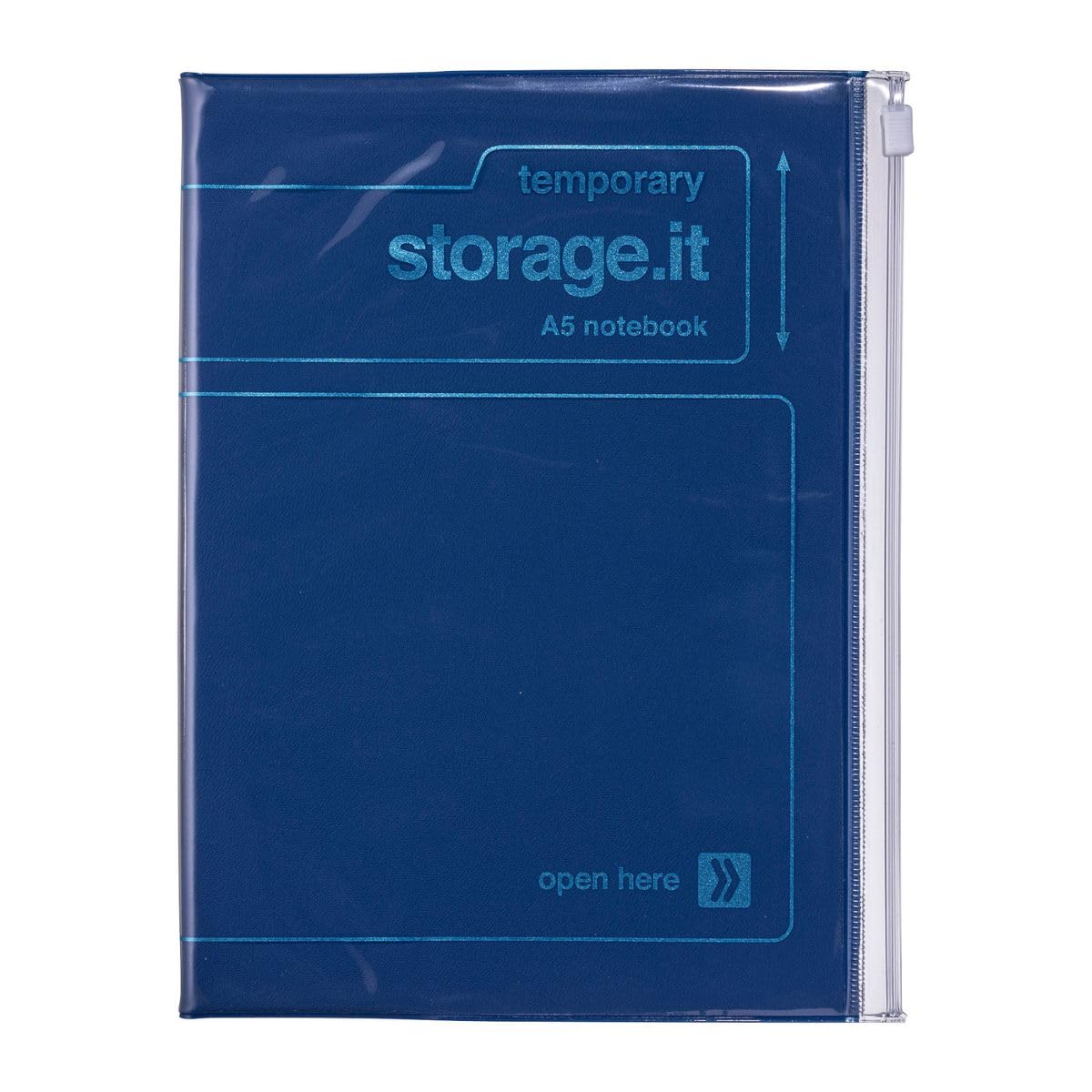 MARK'S STI-NB62-NV Notebook, A5 Storage It, Recycled PVC Cover, Sliding Zipper Storage Pocket, Compatible with Remote Work, Smart Stationery, Navy
