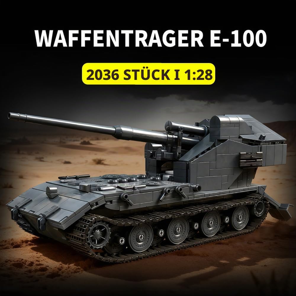 39157 Waffenstager E-100 Tank Baustein Set, 2036 Stück Militär 1:28 Skala Tank Modell Baustein Spielzeug, Raumdekoration oder Sammlung