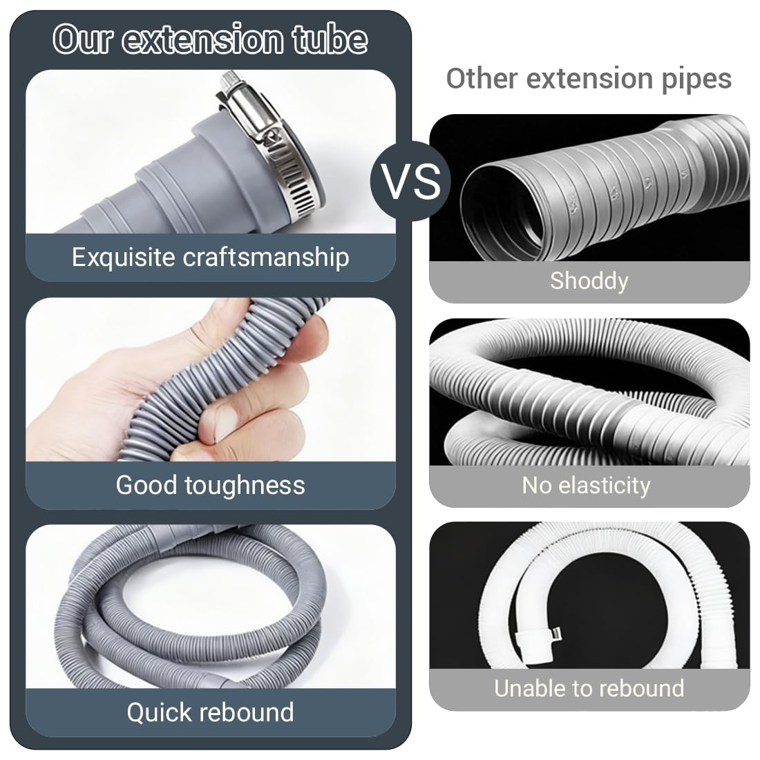Manguera Desague Lavadora, Tubo Desagüe universal Lavavajillas, juego de extensión, con conector y abrazaderas, para Lavadora y Secadora, Aparatos de Aire Acondicionado, manguera de desagüe de 1.5M — view 4