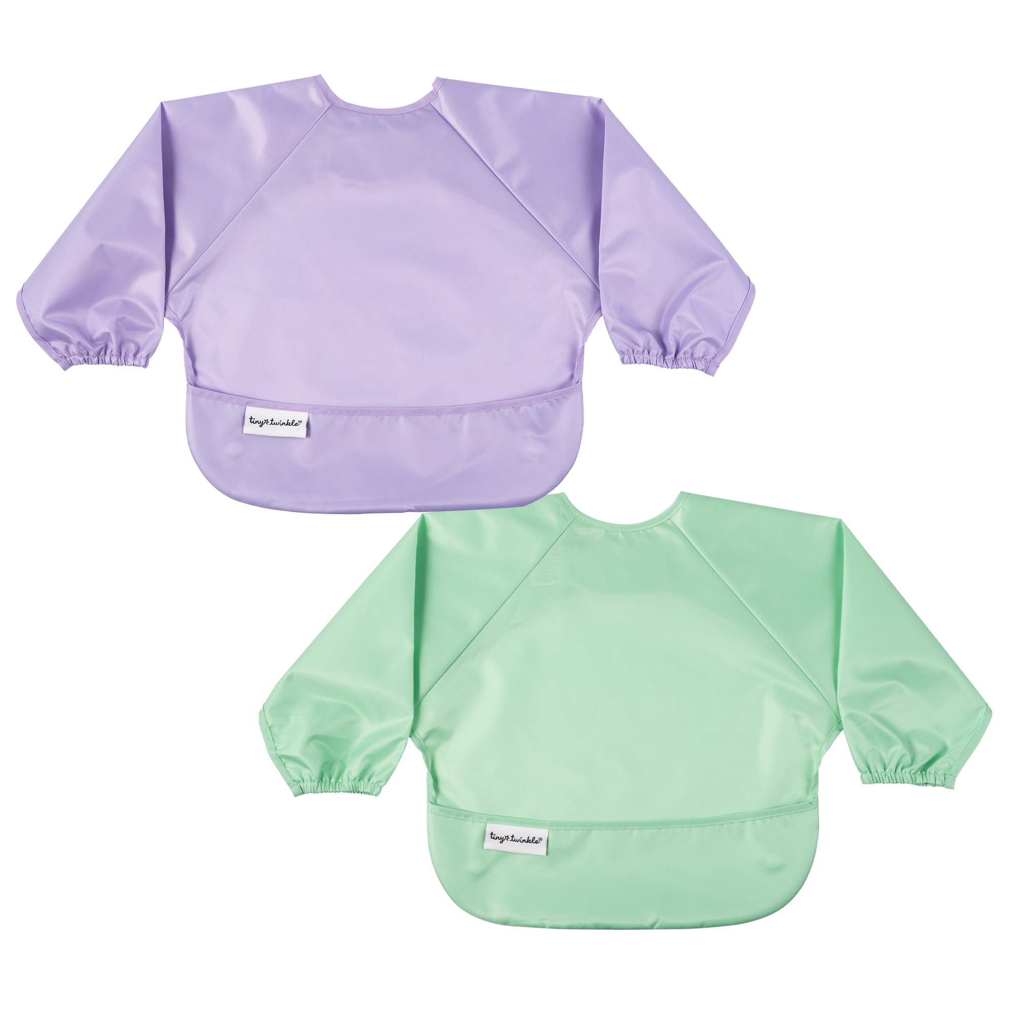Tiny Twinkle Long Sleeve Bib for Babies & Toddlers | 2-Pack Waterproof Smock Bib for Eating | Machine Washable & Mess-Proof Feeding Essentials |