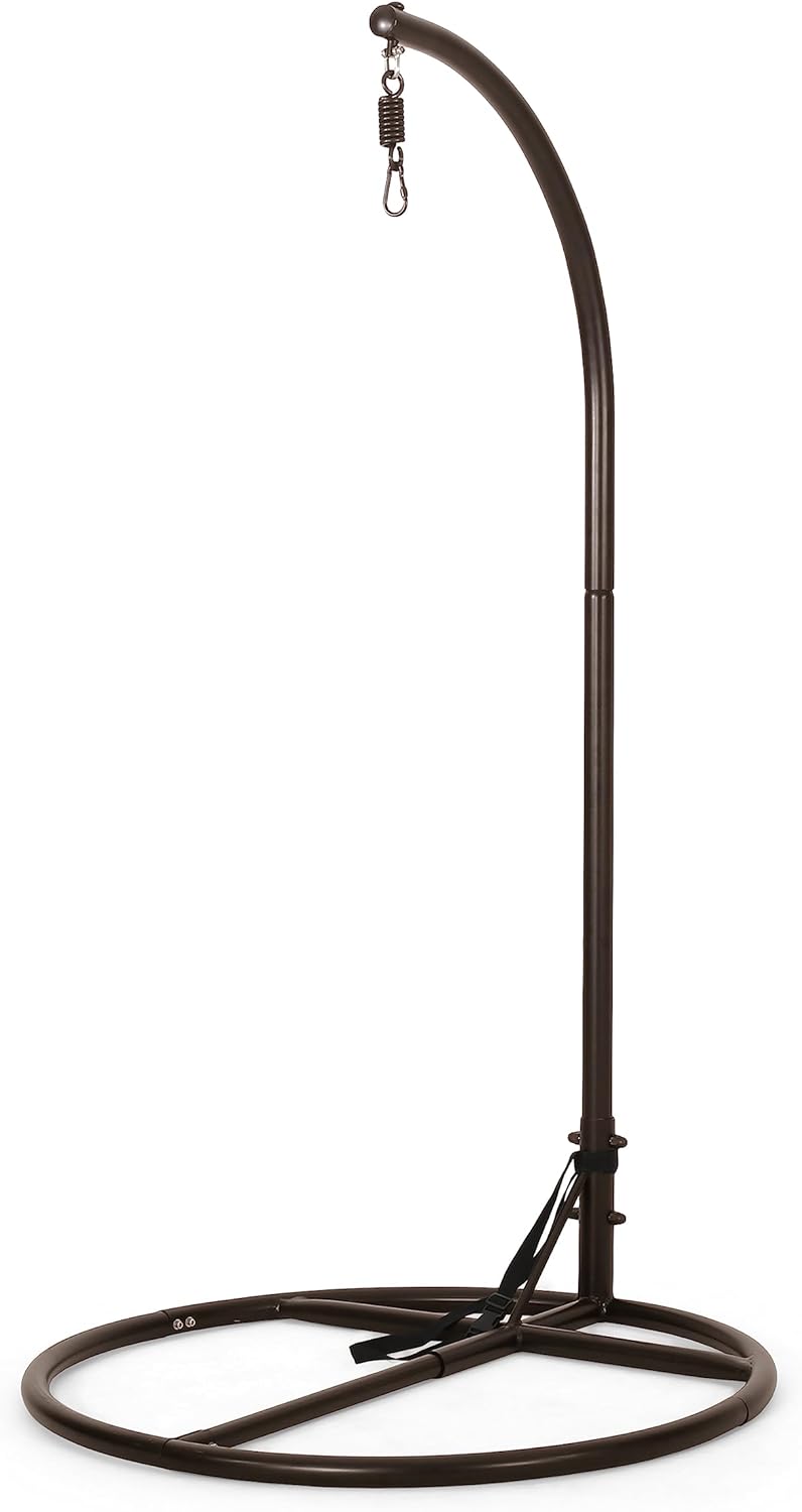 Christopher Knight Home Amanda Wicker Hanging Chair with Stand, Light Brown, Brown, Beige