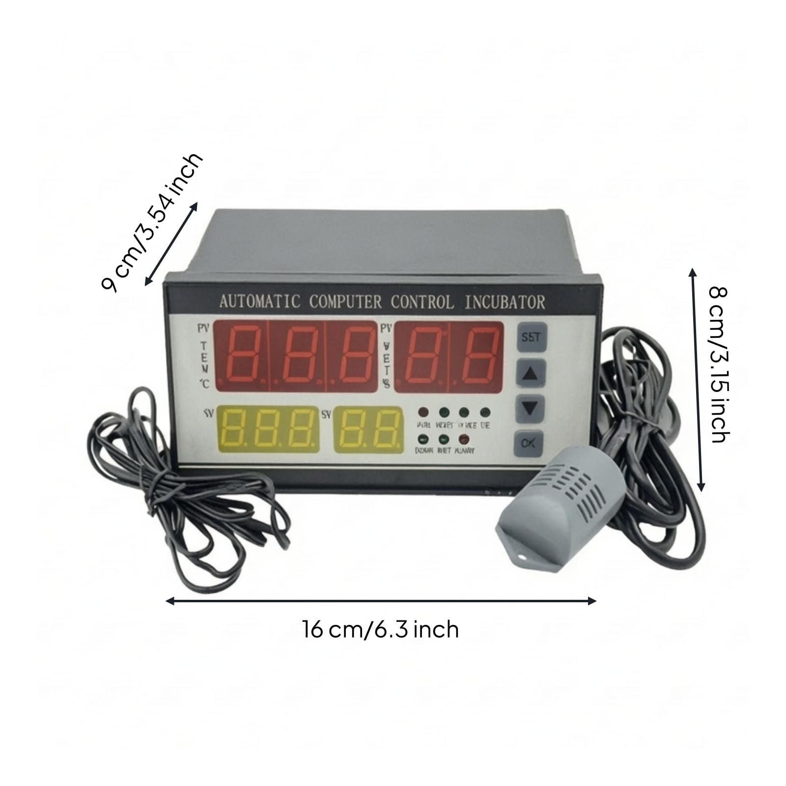 Regolatore di Temperatura e Umidità Automatico Termostato Igrostato Digitale Elettronico Termostato con Sonda per Progettisti Fai da Te, Incubatrice, XM-18