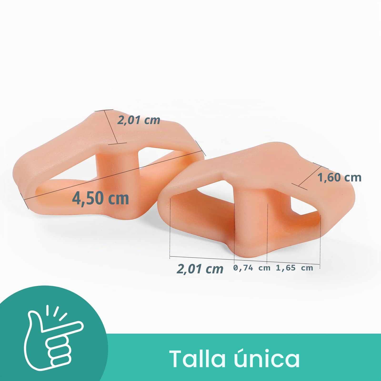 Welnove 12 separadores de dedos con 2 trabillas, separadores de dedos grandes para dedos superpuestos (beige)