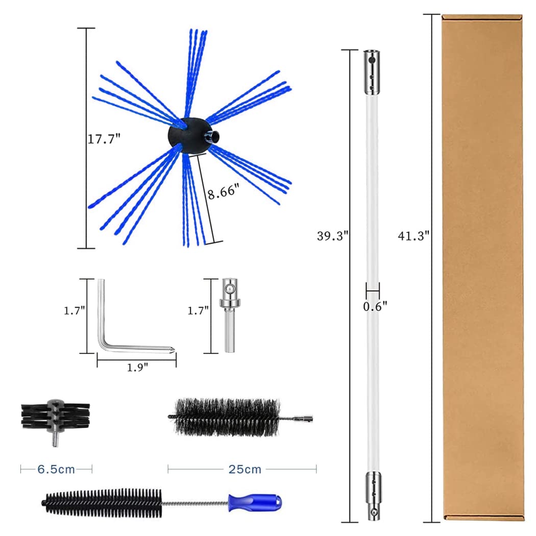 Kit de Deshollinador con Varilla Flexible de Nailon y Cabezal de Cepillo, Kit de Cepillo de Chimenea como la Industria Mecánica para Dividir Tuercas, 10m