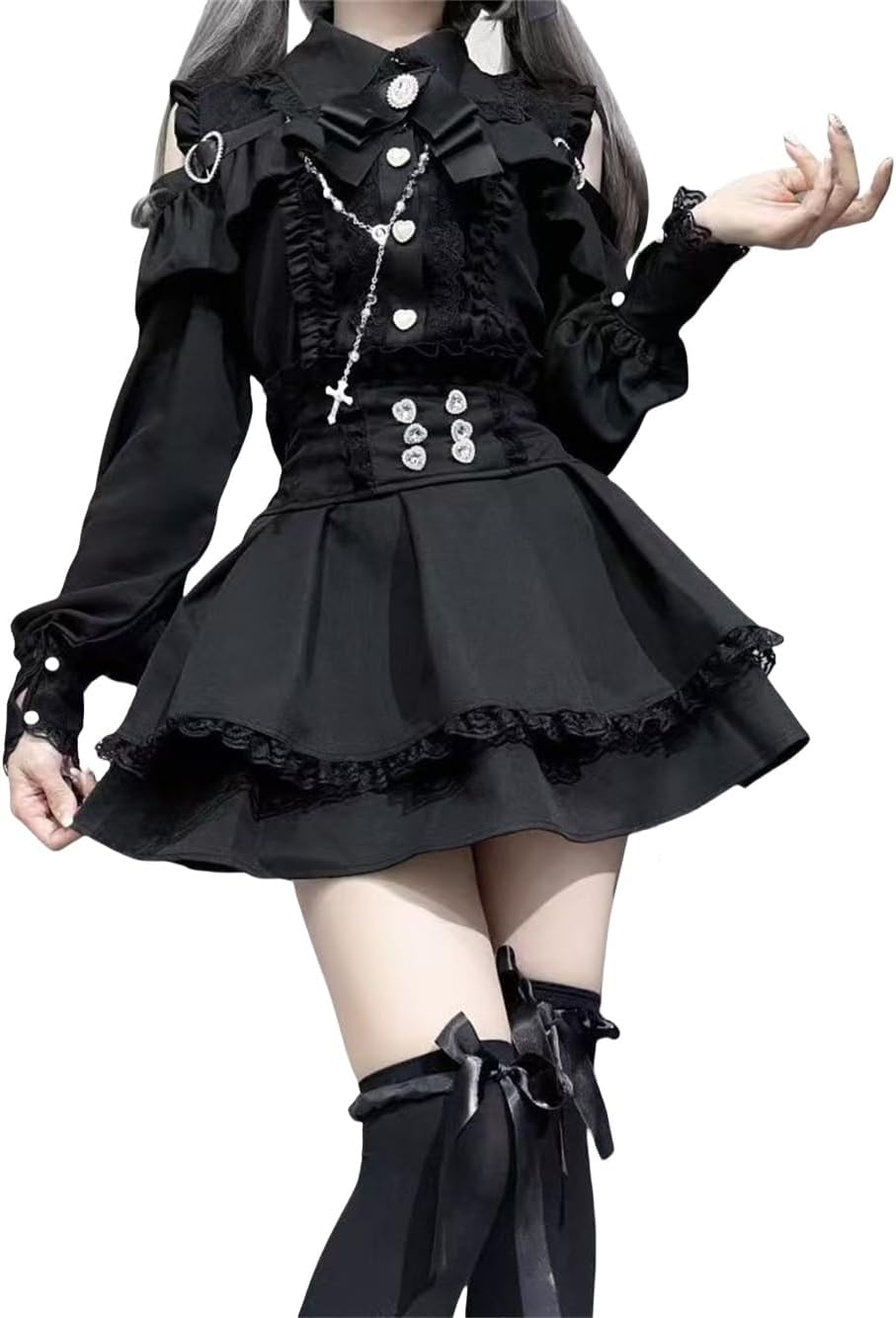 QOOZA セットアップ ブラウス & スカート 地雷 【タグ付き未使用】 QOOZA セットアップ ブラウス & スカート 地雷 【タグ付き未使用