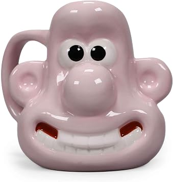 Half Moon Bay | Wallace & Gromit | Wallace Shaped Mug | 3D Ceramic Coffee & Tea Cup | Large 400ml Capacity | Official Aardman Merchandise | Quirky Novelty Collectible Everyday Gift