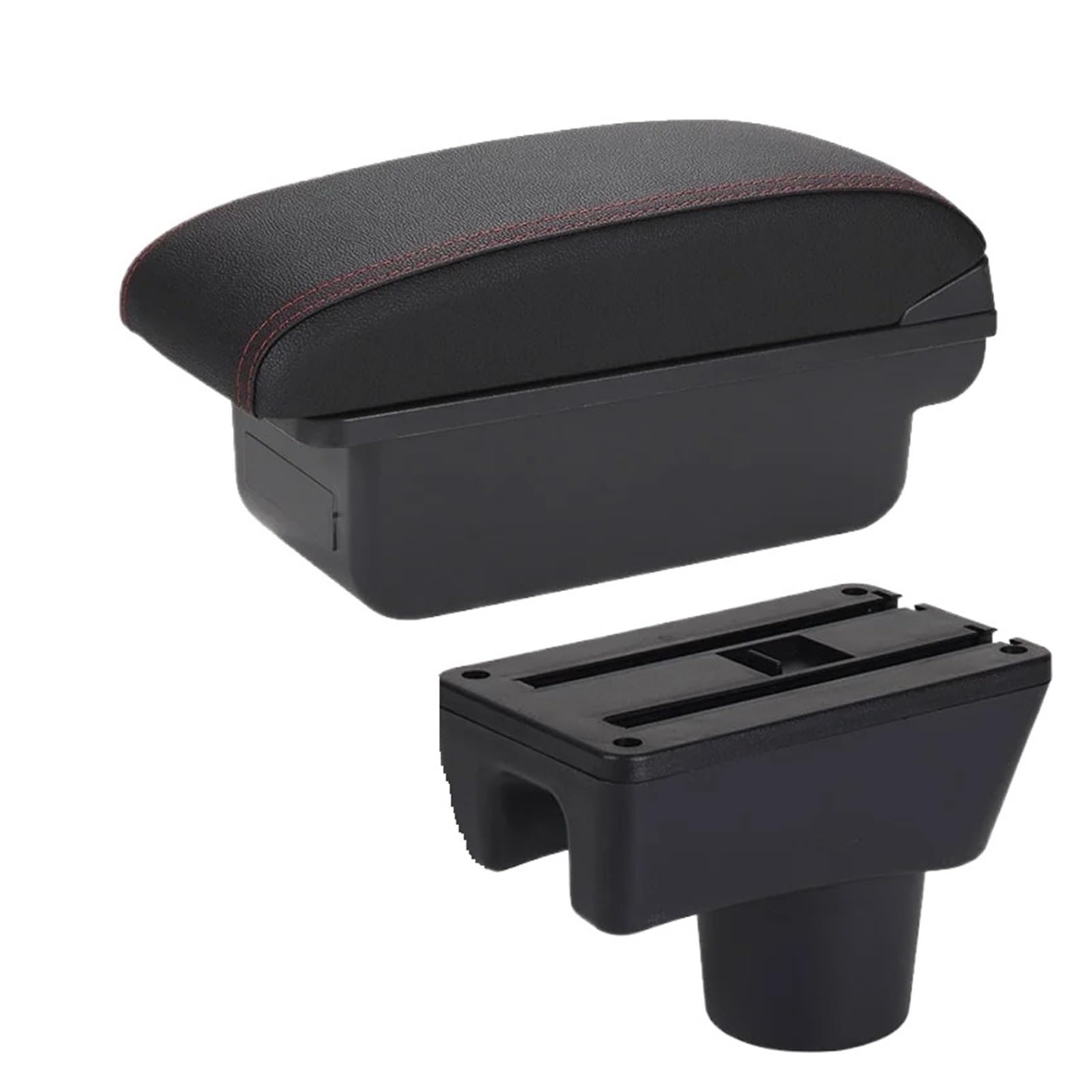 Umdjju C1 Black Red No Usb For Dodge For Attitude Armrest Box Car Storage Accessories Car Centre Console Armrest Box(C1 Black Red No Usb)