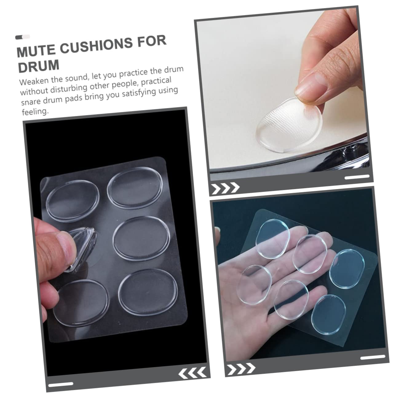 HEMOTON 5 Set Di Smorzatori Per Batteria in Silicone Autoadesivi Cuscinetti Per Rullante Adesivi Per Sordina Controllo Del Volume Per Esercitarsi 4 Fogli * 5