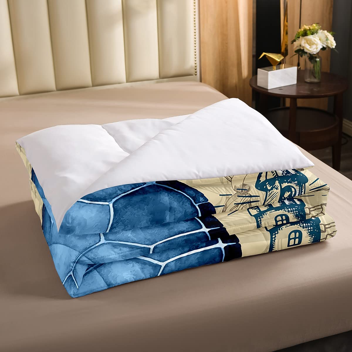 Loussiesd Sea Turtle Ocean Turtle Anchor Bedding Set for Kids Boys Girls Reptile Tortoise Duvet Set Marine Down Comforter Underwater Animal Single Size - Image 3