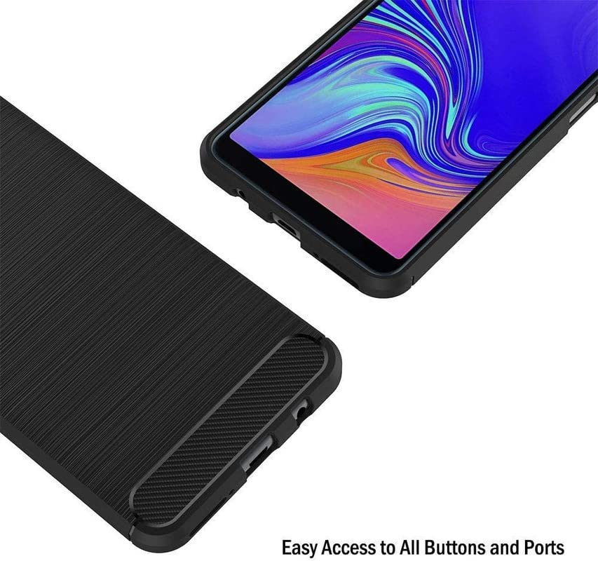 Image of NPRC Hybrid Ultra Slim Protective Case TPU Non-Slip Carbon Fiber Texture Shockproof Case Cover for Samsung Galaxy A7 2018 - Black