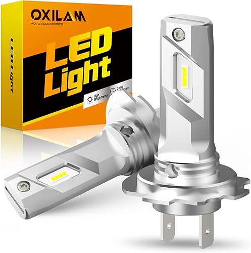 OXILAM Mini bombillas LED H7 300% de brillo, 6500 K blanco frío sin puntos oscuros, diseño 11 inalámbrico, no requiere adaptador, bombilla Plug &