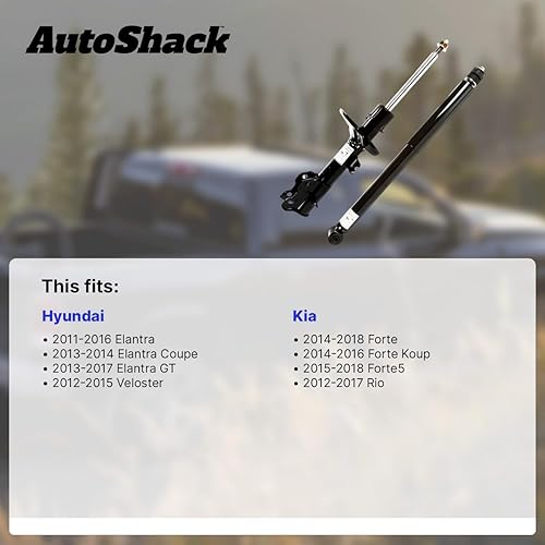 Miniatura 2 de AutoShack - Par de 2 amortiguadores traseros de repuesto para Kia Rio Forte5 Forte Koup Hyundai Elantra Coupe 2011-2016 Elantra 2012-2015 Veloster