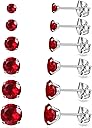 GOGOEY 6 Pairs Stud Earrings Set, Hypoallergenic Cubic Zirconia Earrings 316L Stainless Steel CZ Earrings 3-8mm