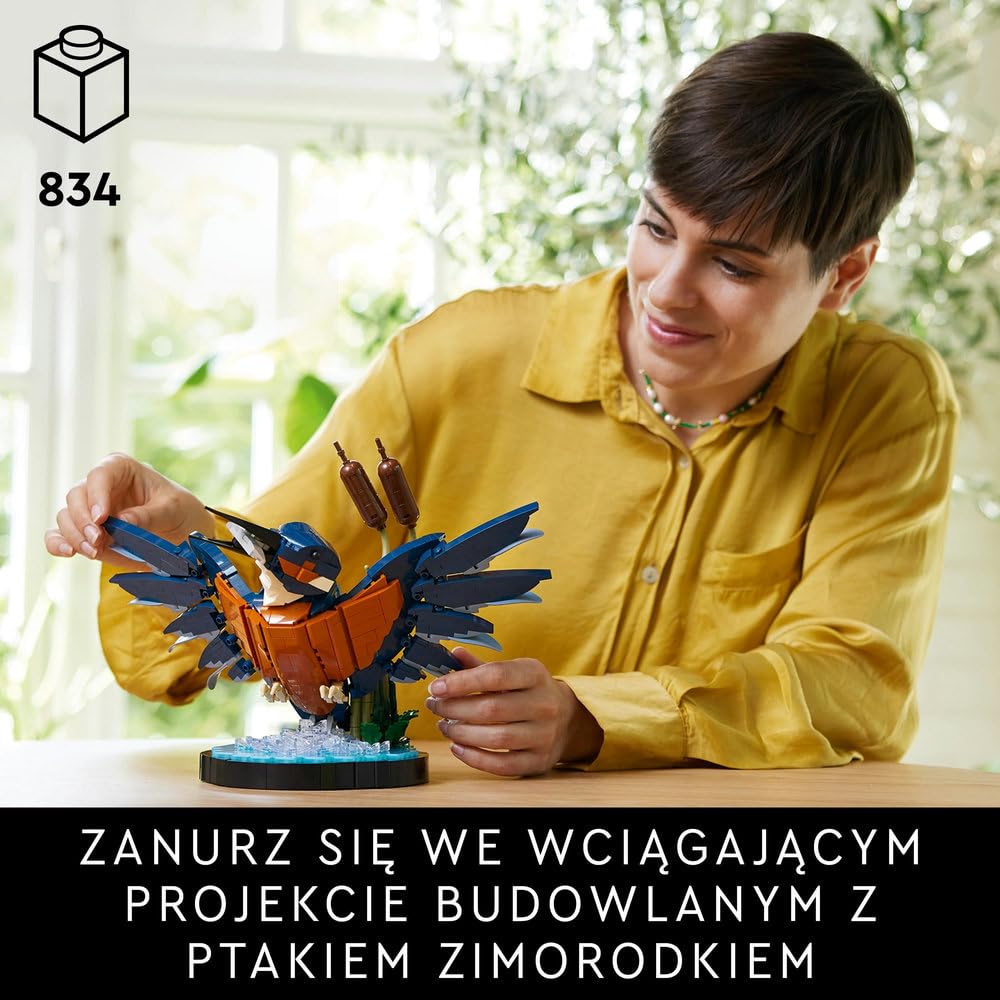 LEGO Icons Zimorodek, Model Ptaka z Klocków do Zbudowania, Kreatywny zestaw dla Dorosłych Miłośników Ornitologii, Dekoracje do Domu i Ozdoba na Biurko, Pomysł na Prezent dla Niej i dla Niego, 10331