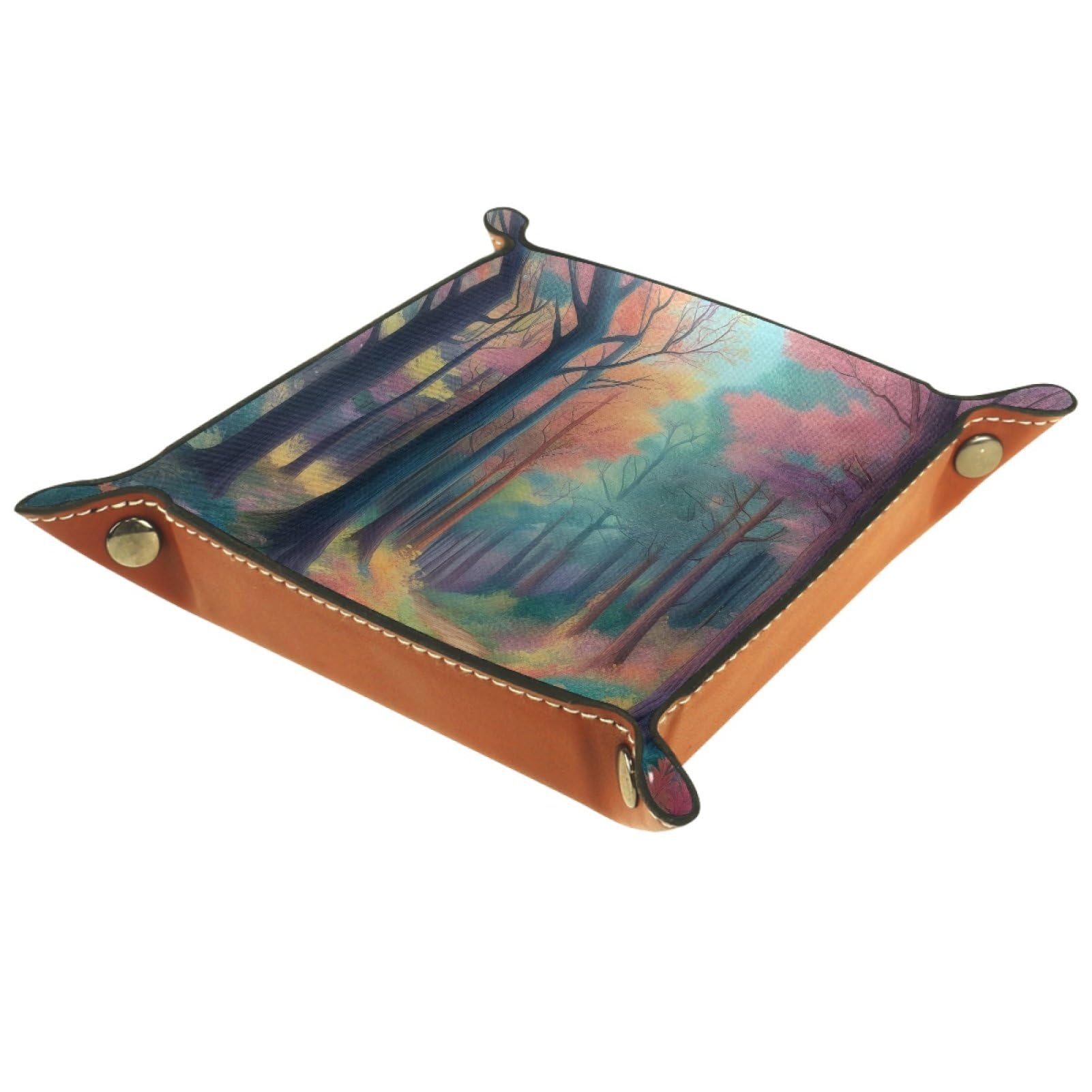 VAPOKF Forest Portable Folding Dice Rolling Tray, Microfiber Leather Dice Holder for Dice Games Like RPG, DND and Other Table Games