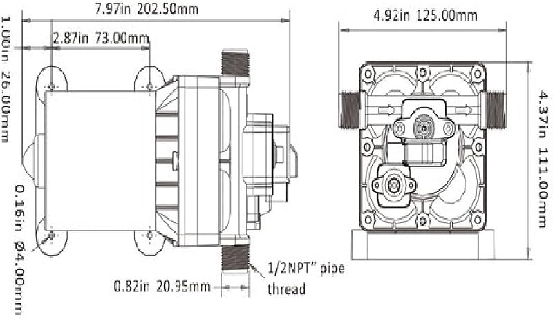 LightEU 12V Nyomáspumpa -11.3l/3,8bar Vízszivattyú Hajókhoz, Lakókocsikhoz, Kempingezéshez - Automatikus Indítás/Leállítás, Túlmelegedés