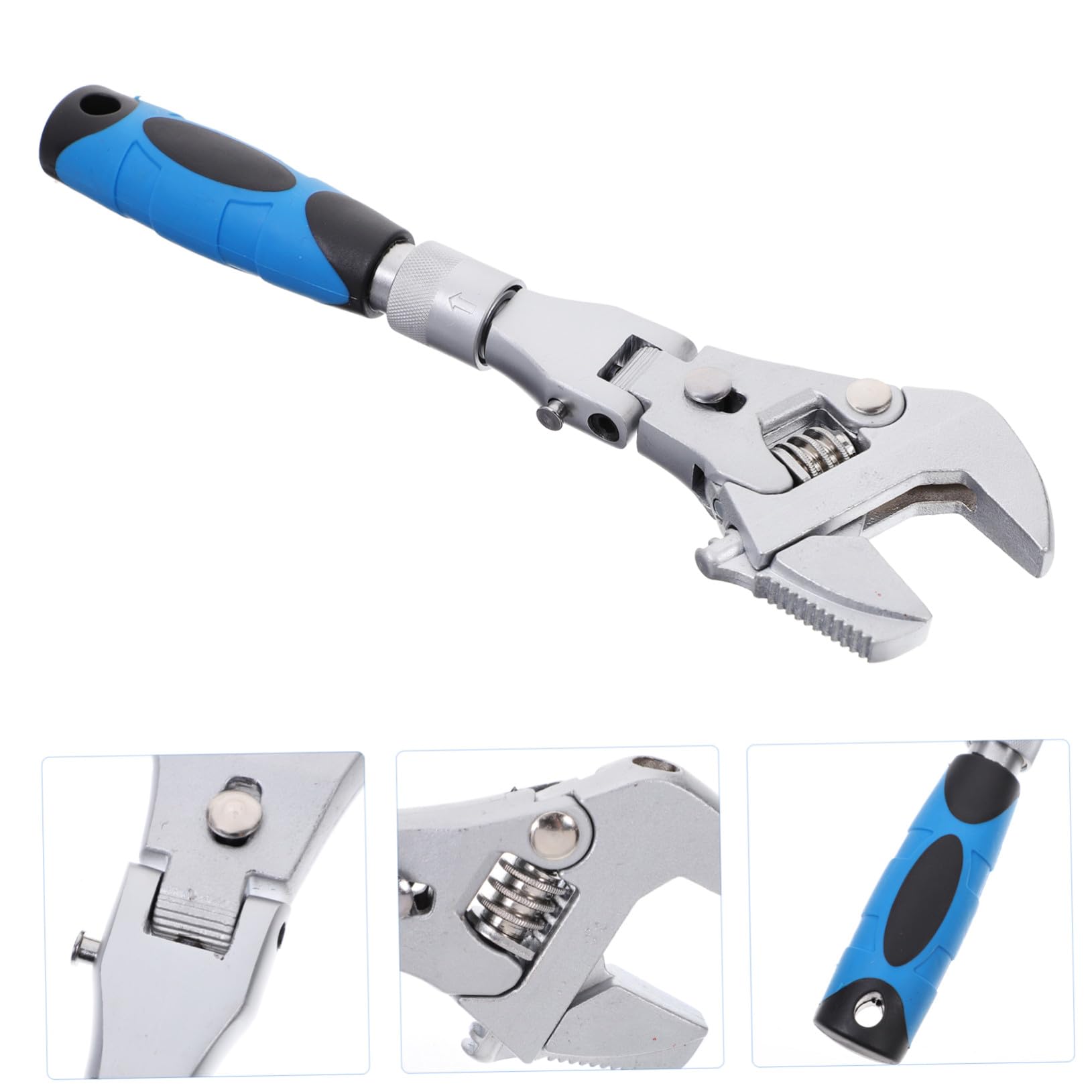 Llave Inglesa Ajustable Carraca Reversible con Mango Telescópico de Cabeza Flexible Giratoria Herramienta Duradera para Mantenimiento Doméstico y Mecánico