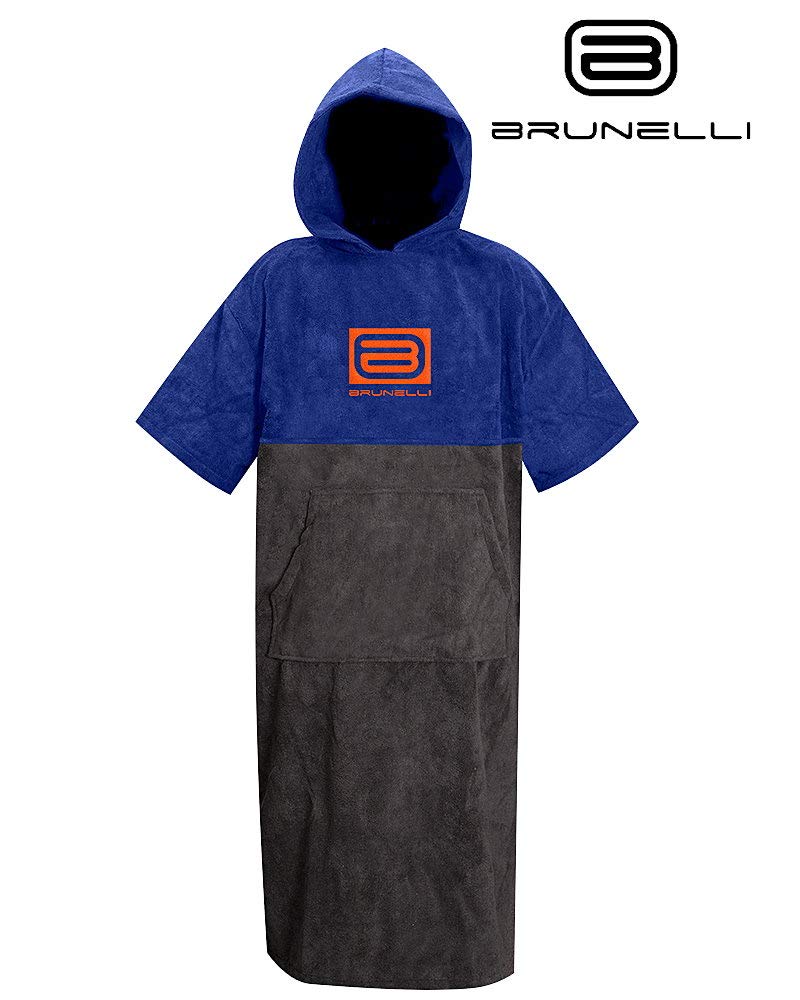 Brunelli Poncho Überzieher Bademantel Handtuch Schwimmen Kite Surfen 100% Baumwolle Grey-Blue