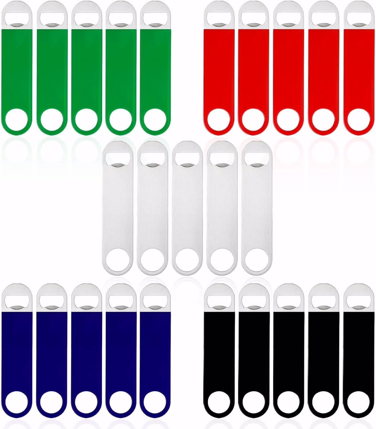 25 Pack Stainless Steel Flat Bottle Opener, Bulk Heavy Duty 7 Inch Beer Can Opener, Bartender Rubber Coated Bottle Opener for Bar, Kitchen, Restaurant, Party Supplies (5 Colors)