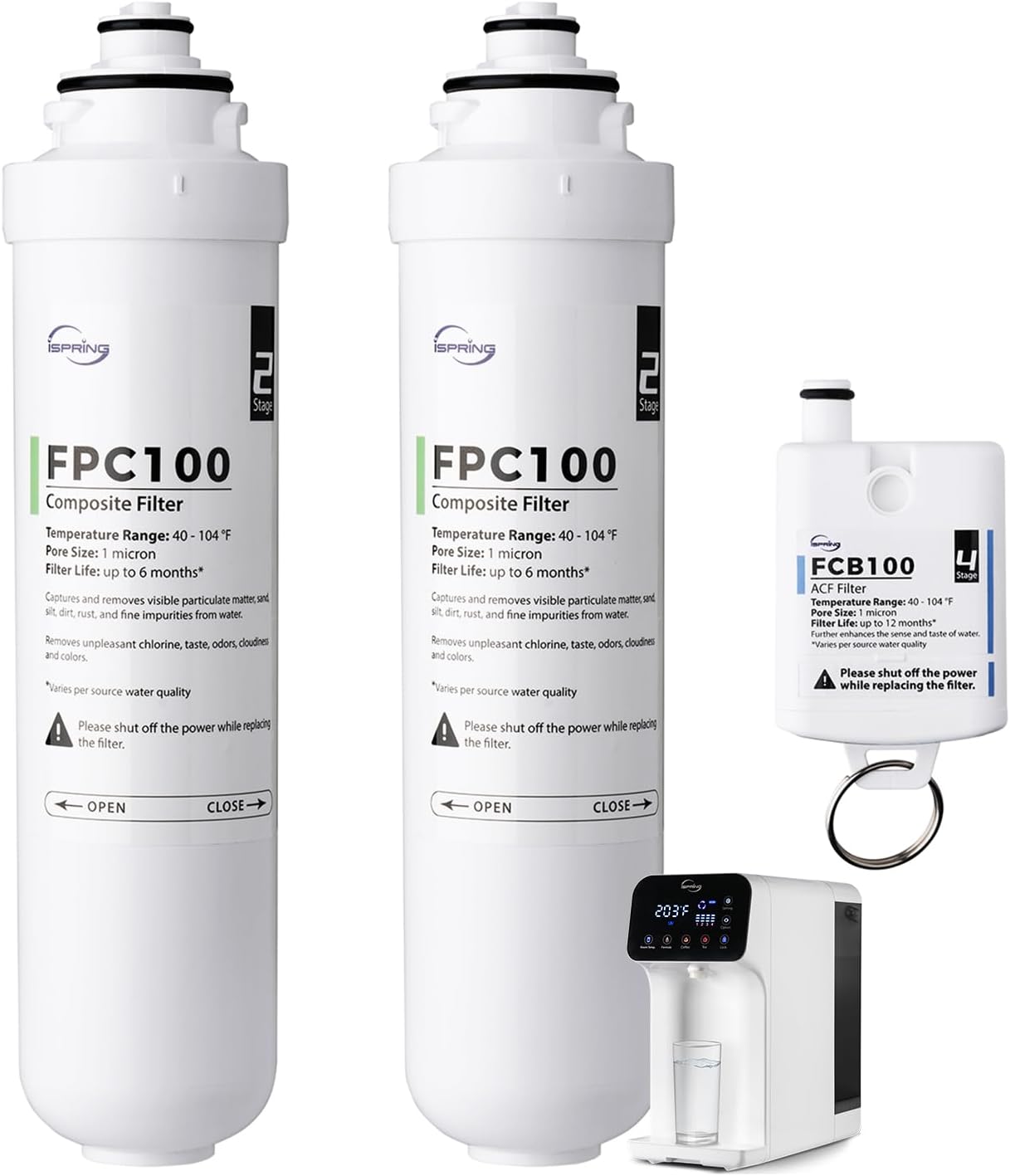iSpring F3RCD100 1-Year Replacement Filter Pack for RCD100 RO System Countertop, Includes FPC100 x2, FCB100 x1, 3 Pieces