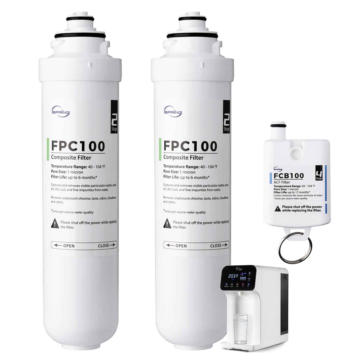 iSpring F3RCD100 Lot de 3 filtres de rechange pour comptoir RCD100 RO avec 2 filtres FPC100 et 1 FCB100