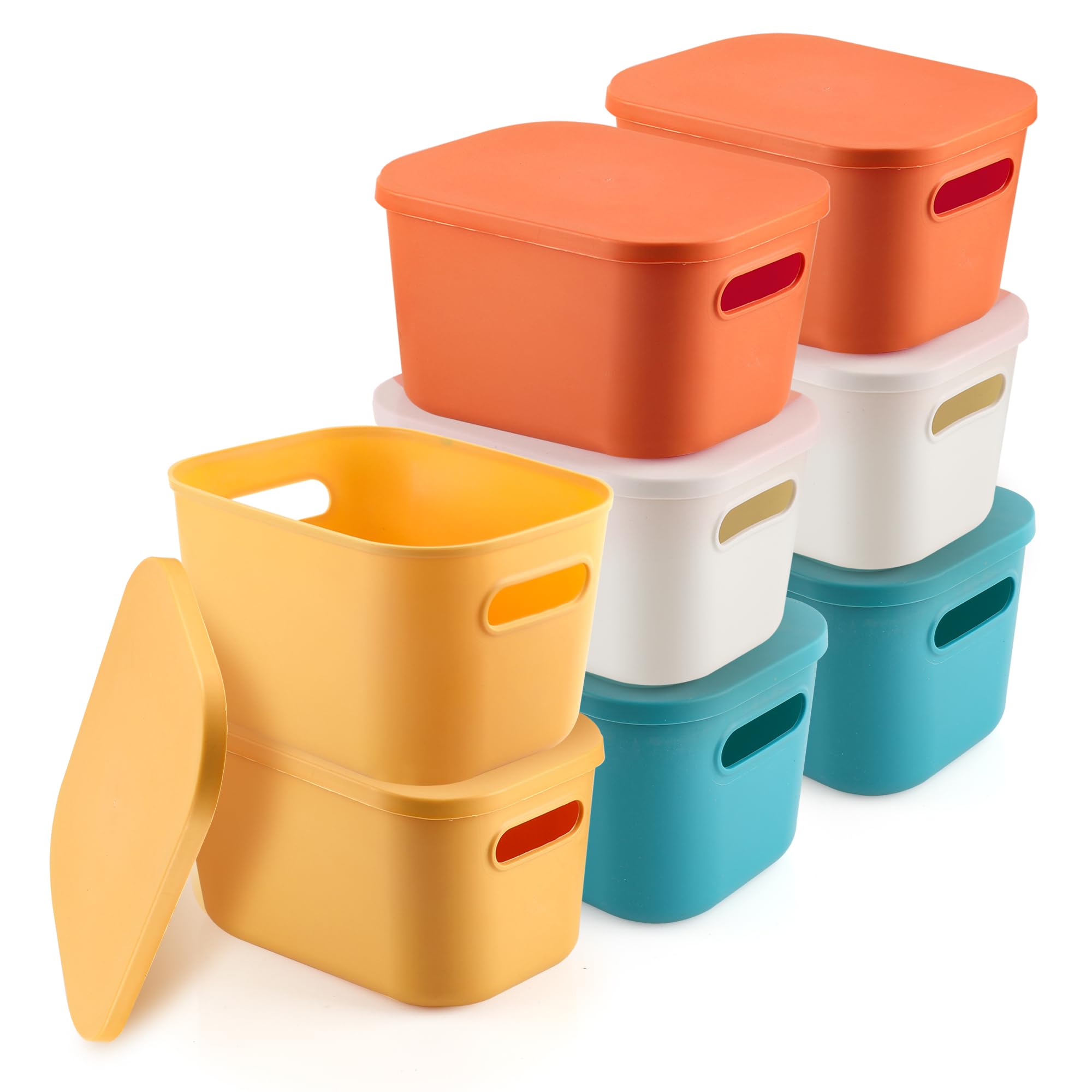 YKUKIZEE 8PCS Color Kitchen Cupboard Storage Bin with Lid Bathroom Plastic