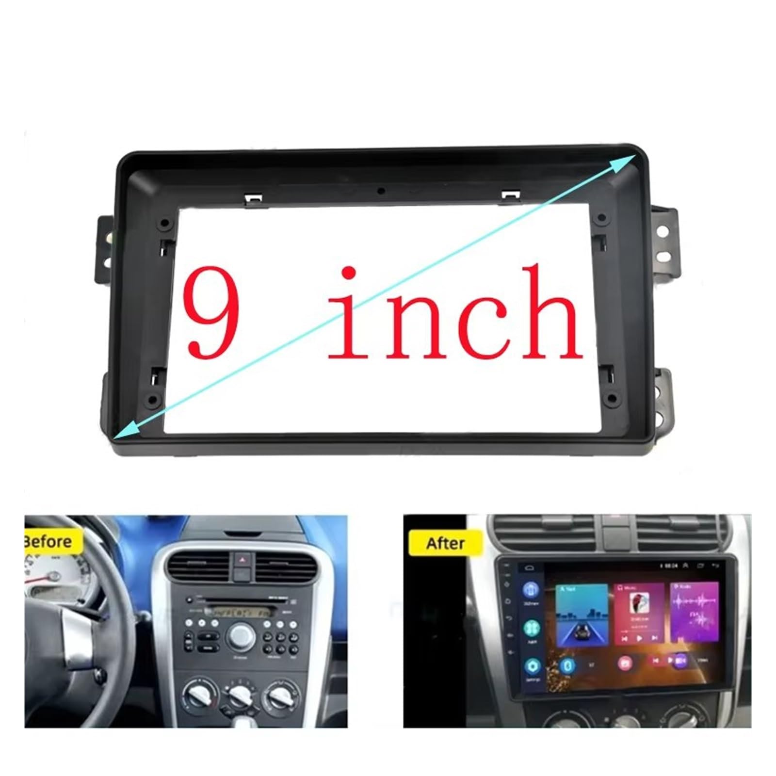 Marco plástico Radio Marco Multimedia Radio Panel Salpicadero 9 Pulgadas para Suzuki para Splash para Ritz 2007-2012