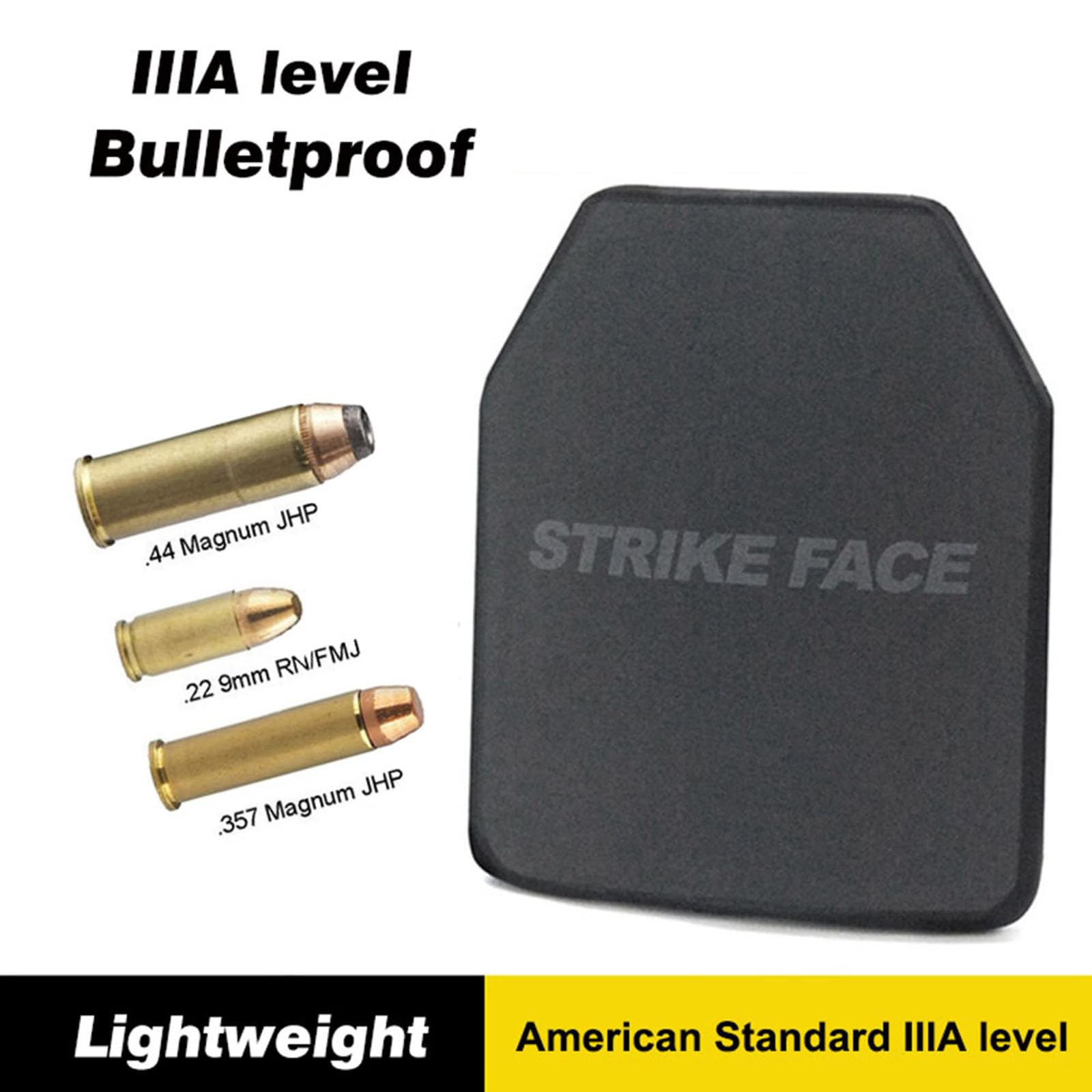 Körperpanzerplatte der Stufe IIIA, 25,4 x 30,5 cm, PE-Ballistikplatten-Einsatz, kugelsichere Westeplatte für persönliche Sicherheit, Taktische Weste und Rucksack,2pcs