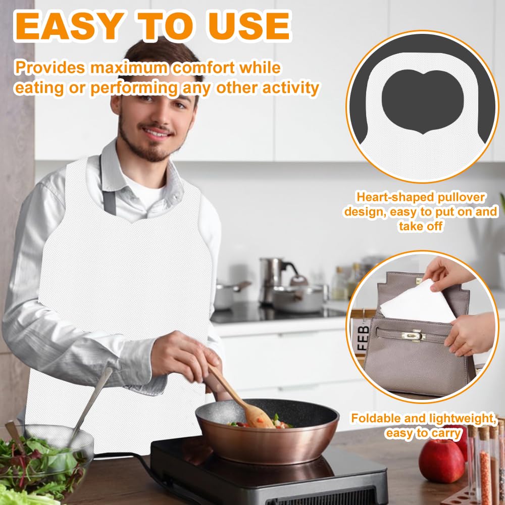 50 Stück Einweg Lätzchen für Erwachsene Einmal Esslätzchen 70cm lang Einwegschürzen Vliesstoffe Latz für Erwachsene Einmalschürzen Einmalschürze Erwachsenenlätzchen für Alle Menschen