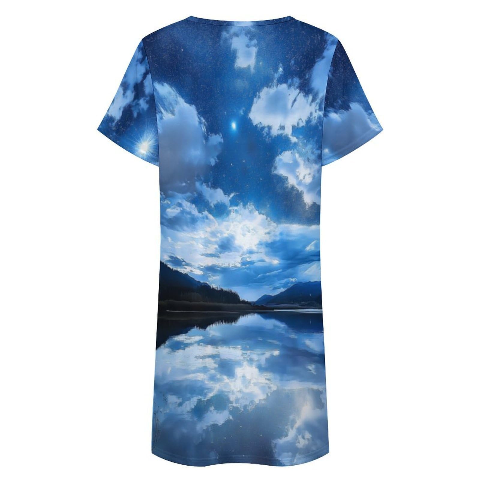 Camisones De Mujer - Lago del Cielo Camisón De Manga Corta para Estar En Casa Tallas S-3Xl Holgado Largo Suave para El Verano.