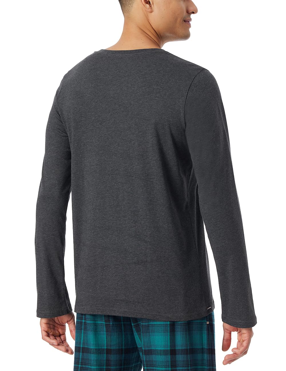 Schiesser Camiseta de Dormir de Manga Larga con Cuello En V de Algodón Orgánico – Mix + Relax Camiseta de Pijama Hombre
