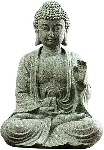Miniatura 7 de Mini estatua de Buda de 4.7 pulgadas, piedra natural, esculturas de Buda hechas a mano, creativas, jardín zen, acuario, pecera, decoración del hogar