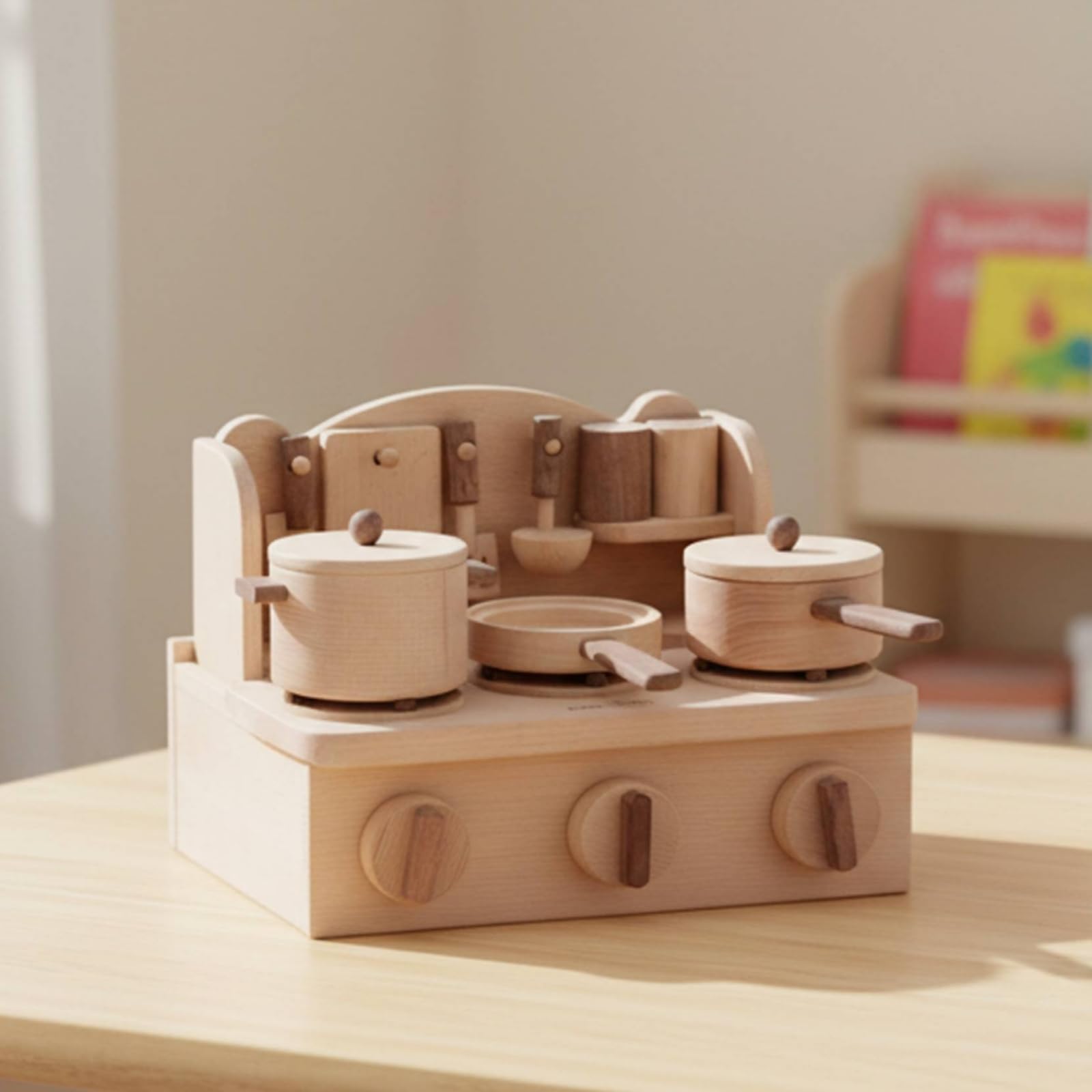 Aufbewahrungshaken Realistische Kinderküche Lernspielzeug Holz-Spielküche Für Eltern